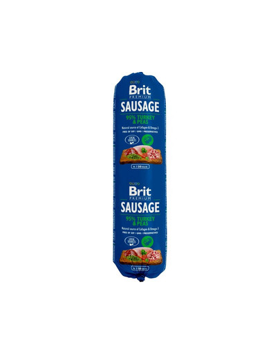 BRIT Premium Sausage Turkey & Pea dešra su kalakutiena ir žirneliais 800 g