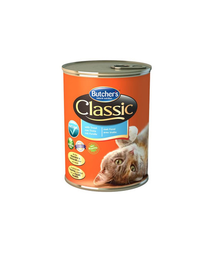 BUTCHER'S Classic konservai su upėtakių gabaliukais drebučiuose 400 g