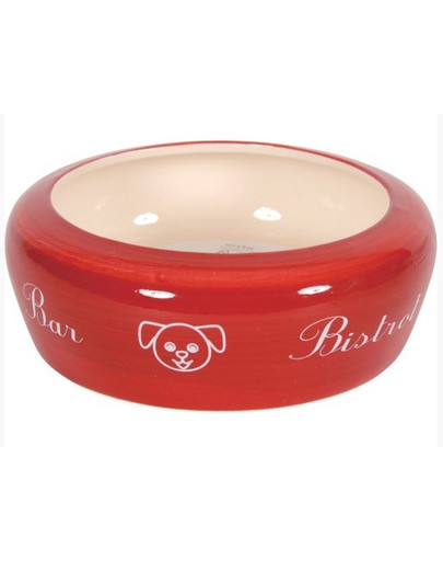 Zolux keramikinis dubenėlis Bar šunims 13 cm 0,3 l raudonas