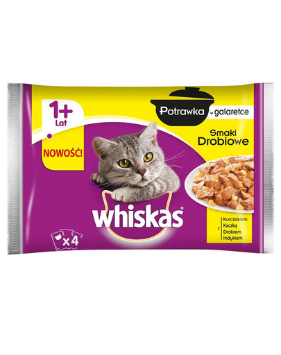 Whiskas troškinys drebučiuose (1+ metai) paukštienos skonio 4 X 85 g