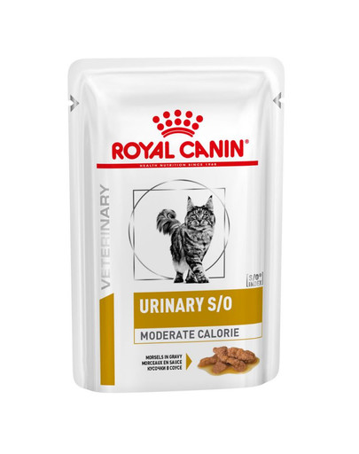 ROYAL CANIN Veterinary Diet Feline Urinary S/O Moderate Calorie 12x85 g  kassidele, kes vajavad ravi põiepõletiku või põieprobleemide tõttu.
