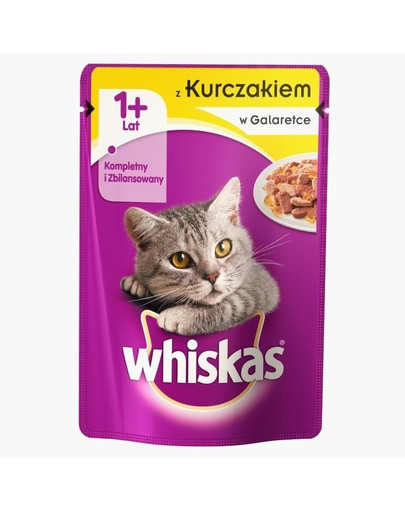 WHISKAS konservai su vištiena drebučiuose 100 g x 24