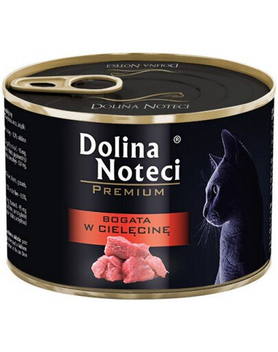 DOLINA NOTECI Premium Bogata   vasikaliha toit täiskasvanud kassidele 185 g