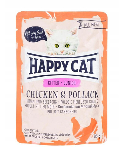 HAPPY CAT All Meat Junior Huhn & Seelachs 85 g vištiena ir menkė