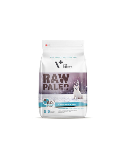 VETEXPERT RAW PALEO Puppy Large turkey 12 kg suurt tõugu koertele kalkunilihaga