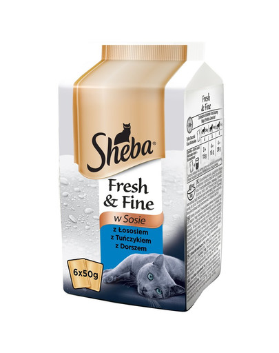 SHEBA Mini Žuvies patiekalai padaže 72 x 50 g (36 + 36 nemokami)