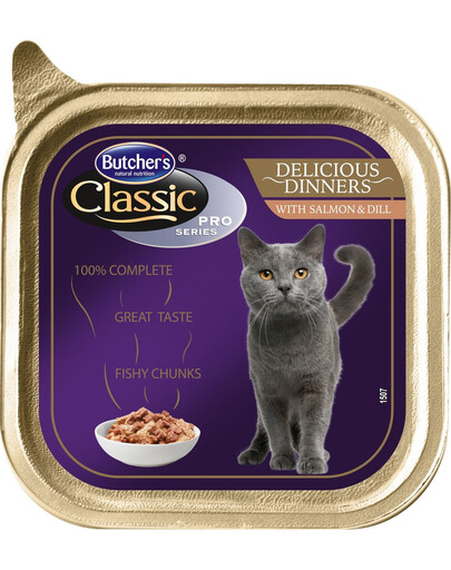 BUTCHER'S Classic Delicious Dinner Cat lõhe ja tilliga kastmes 100 g