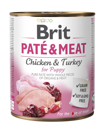 BRIT Pate & meat puppy kana- ja kalkunilihaga 400 g märgtoit kutsikatele