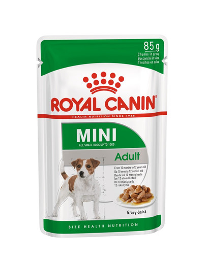 ROYAL CANIN Mini täiskasvanud 12x85 g väikest tõugu (kuni 10 kg) üle 10 kuu vanustele koertele.