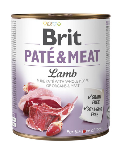 BRIT pate & meat lamb 800 g šlapias šunų maistas paštetas ir aviena