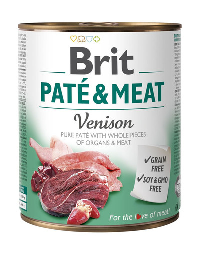 BRIT Pate & meat venison koerte märgtoit ulukilihaga 800 g