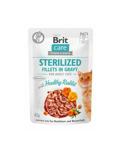 BRIT Care Cat Fillets in gravy Sterilised 85 g küülikufilee kastreeritud kassidele 