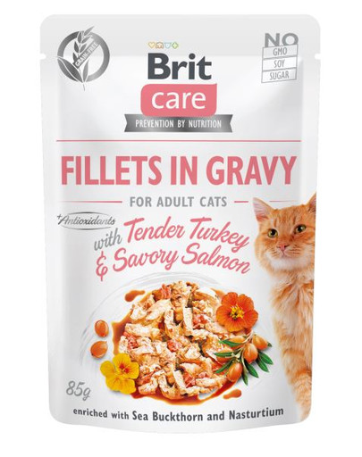 BRIT Care Cat Fillets in gravy 85 g kalkuni- ja lõhefilee kastmes