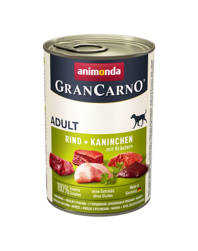 Animonda Grancarno Adult 400 g konserv täiskasvanud koertele veiseliha, küüliku ja maitsetaimedega