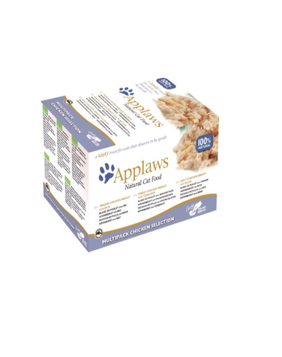 APPLAWS Cat Pot Multipack 4 x (8 x 60 g) Chicken Selection kasside märgtoit kanalihaga