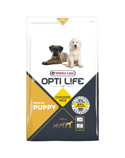 VERSELE-LAGA Opti Life Puppy Maxi 11.25 kg + 1.25kg NEMOKAMAS naminių paukščių pašaras didelių ir milžiniškų veislių šuniukams