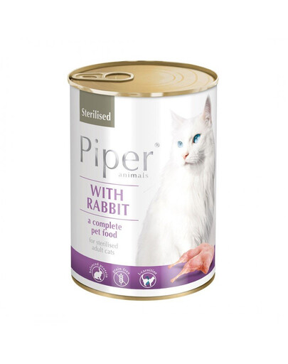 DOLINA NOTECI PIPER Animals küülikuga 400 g märgtoitu steriliseeritud kassile