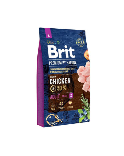 BRIT Premium By Nature Adult Small S 8 kg + 6 x 800 g BRIT kanaliha ja kanasüdametega märgtoit koertele