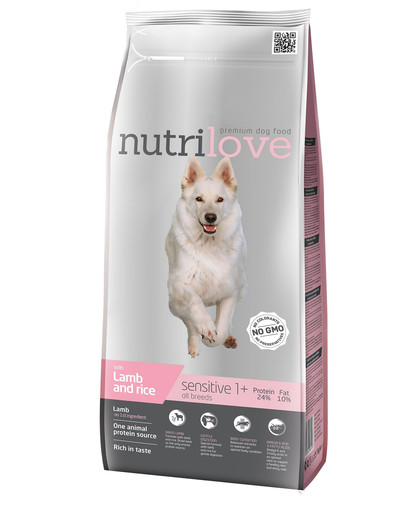 NUTRILOVE Premium Sensitive koerale lambaliha ja riisiga 3kg