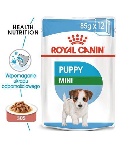 ROYAL CANIN Mini Puppy / Junior 8 kg karma sucha dla szczeniąt, od 2 do 10 miesiąca życia, ras małych + Mini puppy 12x85 g + Mini puppy 12x85 g