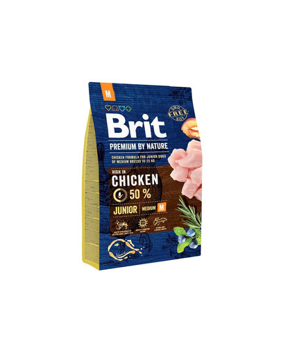 BRIT Premium By Nature Junior Medium M 3 kg + 6 x 800 g BRIT kalkuniliha ja maksaga märgtoit kutsikatele
