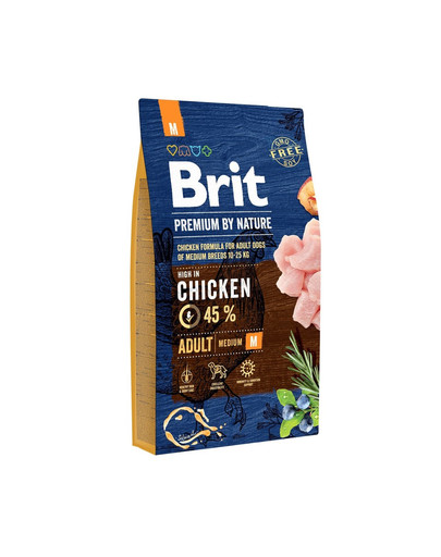 BRIT Premium By Nature Adult Medium M 8 kg + 6 x 800 g BRIT kanaliha ja kanasüdametega märgtoit koertele