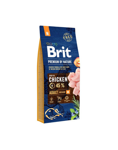 BRIT Premium By Nature Adult Medium M 15 kg + 6 x 800 g BRIT kanaliha ja kanasüdametega märgtoit koertele