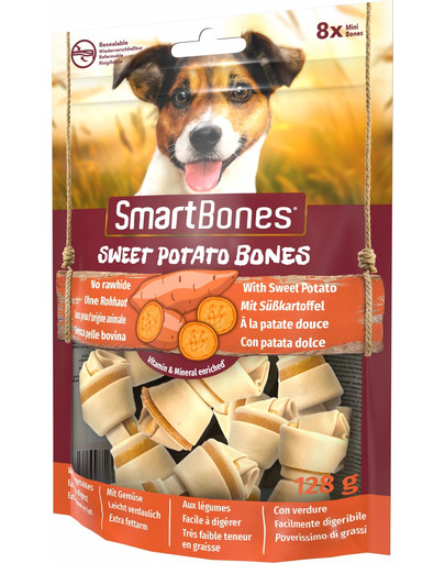 SmartBones Sweet Potato mini 8 tk närimiskondid maguskartuliga väikest tõugu koertele