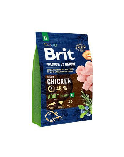 BRIT Premium By Nature Adult Extra Large XL 3 kg + 6 x 800 g BRIT kanaliha ja kanasüdametega märgtoit koertele