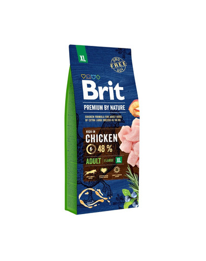 BRIT Premium By Nature Adult Extra Large XL 15 kg + 6 x 800 g BRIT kanaliha ja kanasüdametega märgtoit koertele