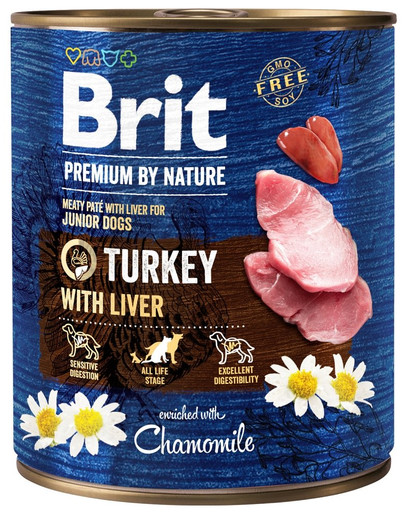 BRIT Premium by Nature kalakutienos ir kepenų šlapias maistas šuniukams 6 x 800 g