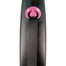 FLEXI Automaatne jalutusrihm Black Design L 5 m pikkuse lindiga, roosa