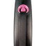 "FLEXI sissetõmmatav rihm Black Design M 5 m pikkuse lindiga, roosa