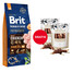 BRIT Premium By Nature Senior Small Medium S+M Chicken 15 kg + WOOLF Chicken And Rawhide Twister 2 x 100g  kuivatatud nahaga mähitud kana tasuta